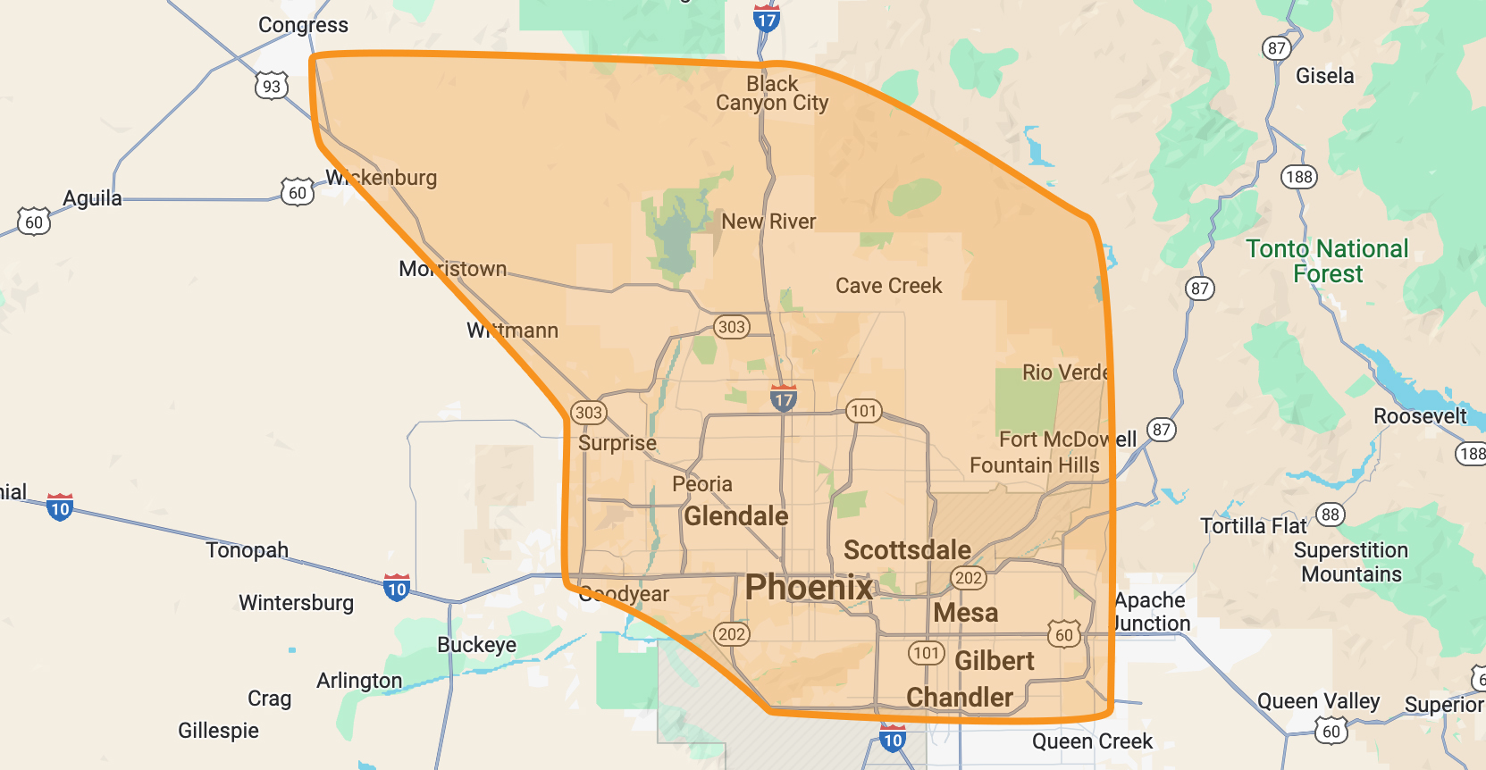 Desert State Roofing Service Areas